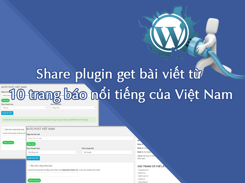 Share plugin get bài viết từ 10 trang báo nổi tiếng của Việt Nam