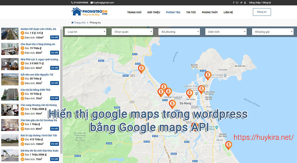 Hiển thị google maps trong wordpress bằng Google maps API
