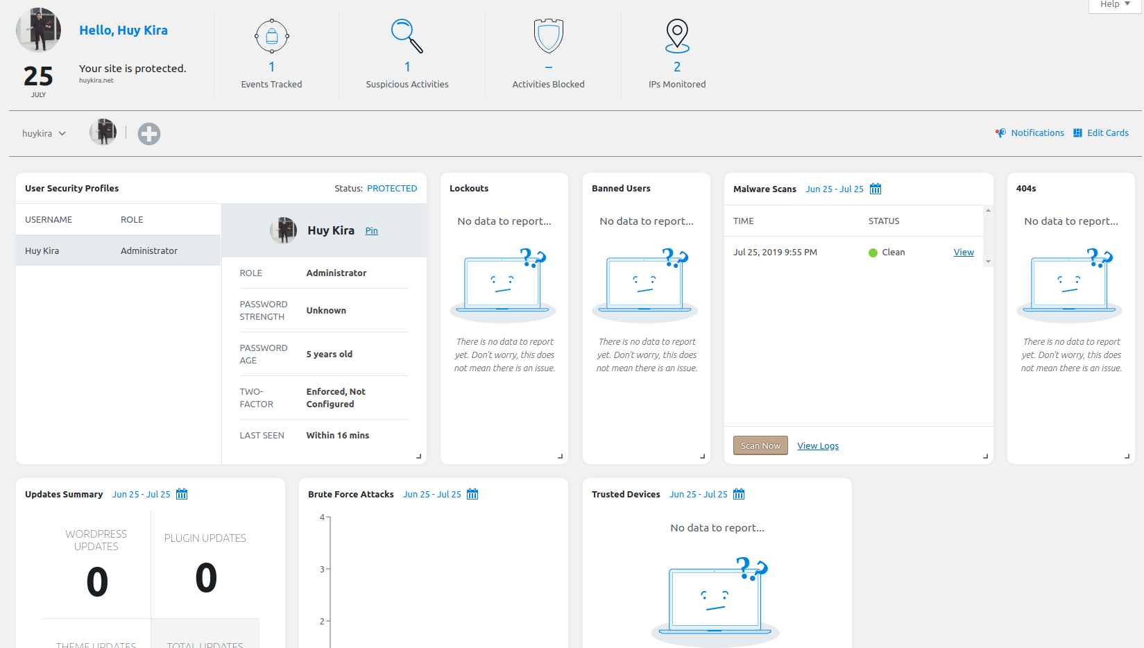 Security Dashboard in iThemes Security Pro